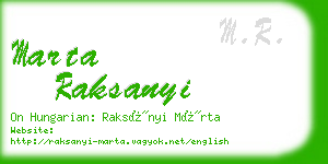 marta raksanyi business card